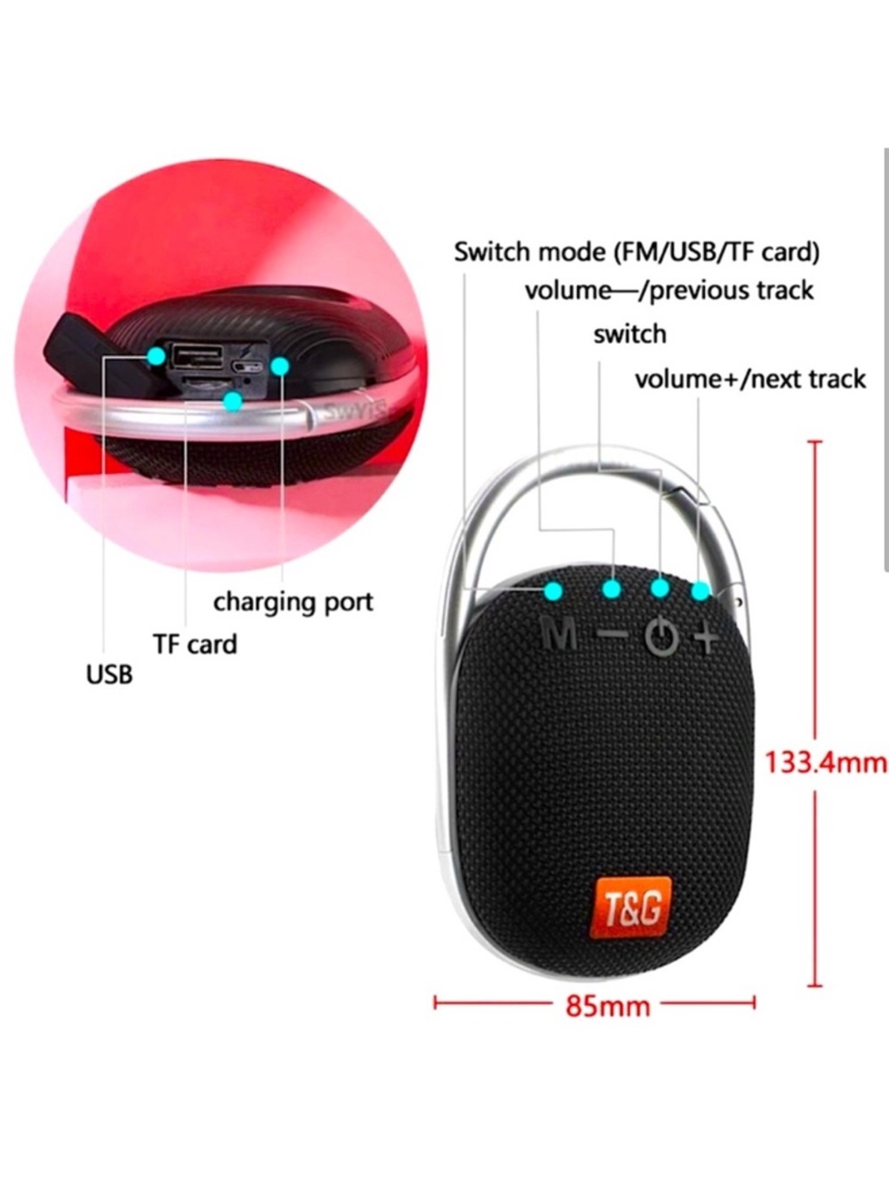 TG-321 Portable Wireless Speaker In Gray NWT - Picture 10 of 15